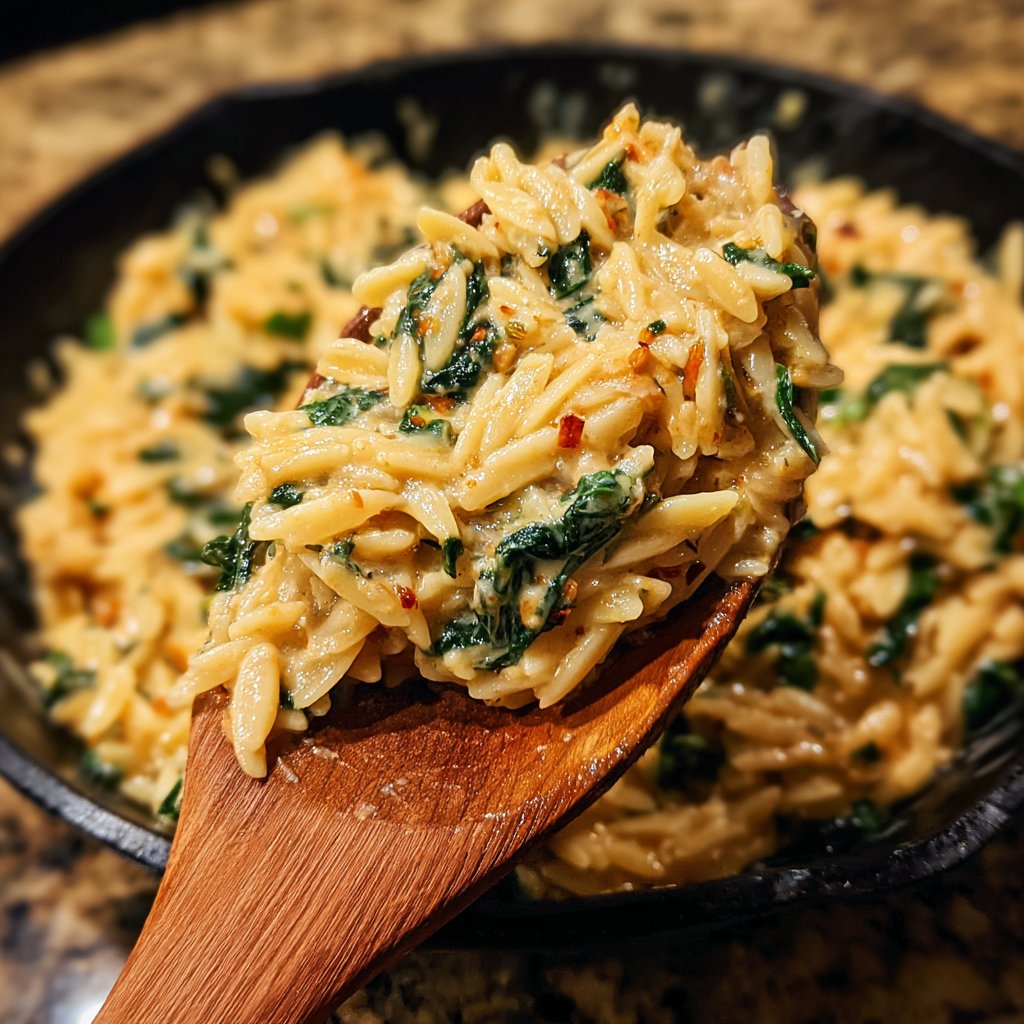 Creamy Spinach Parmesan Orzo
