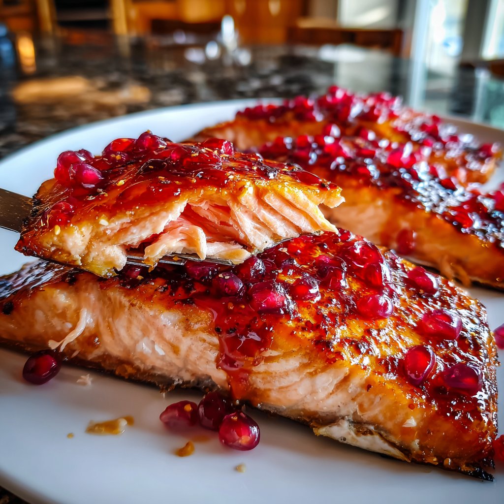 Salmon with Pomegranate Glaze
