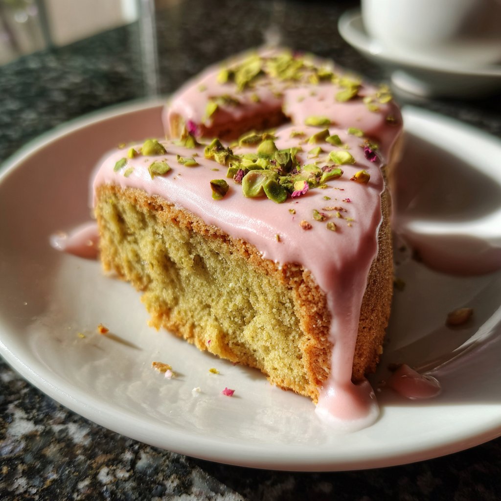 Mini Heart Cake with Pistachio Rose Frosting