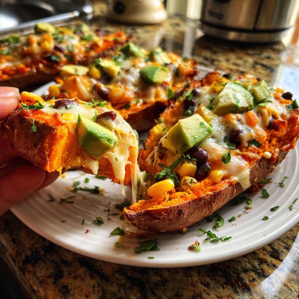 Baked Sweet Potato Veggie Boats