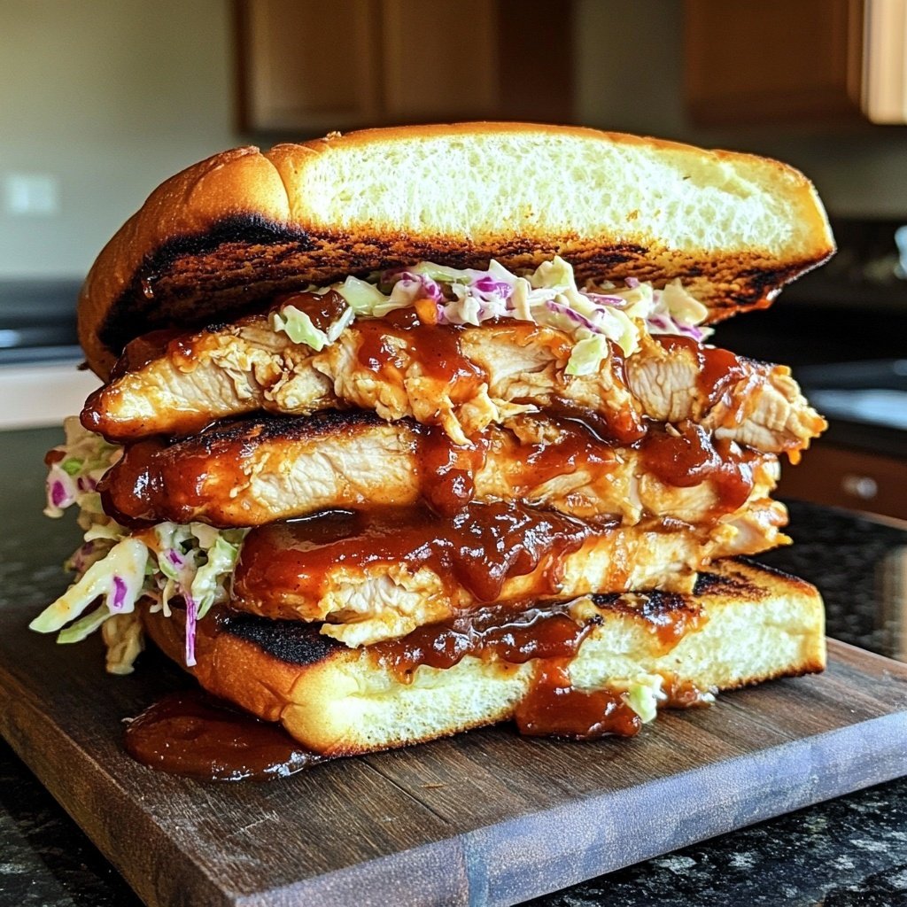 Spicy Crockpot BBQ Chicken Sandwiches