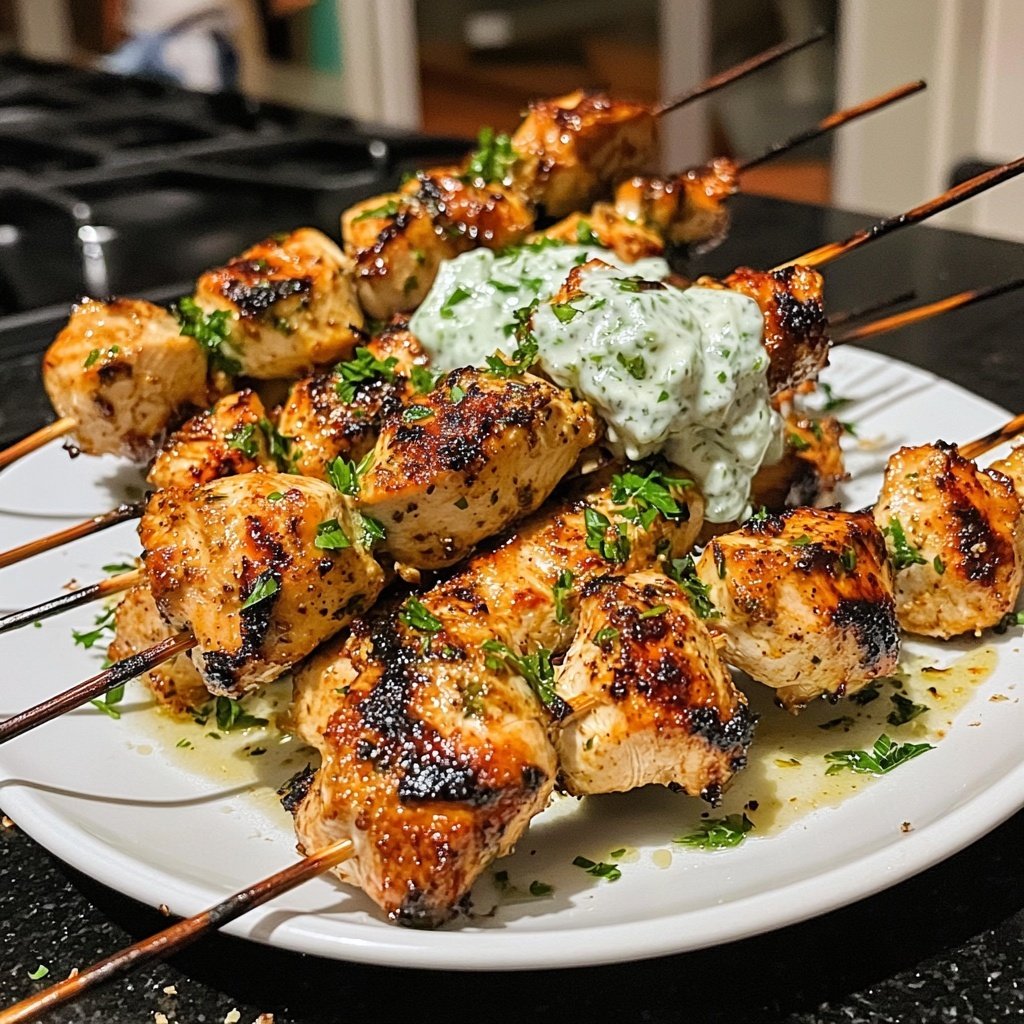Greek Chicken Souvlaki with Tzatziki Sauce