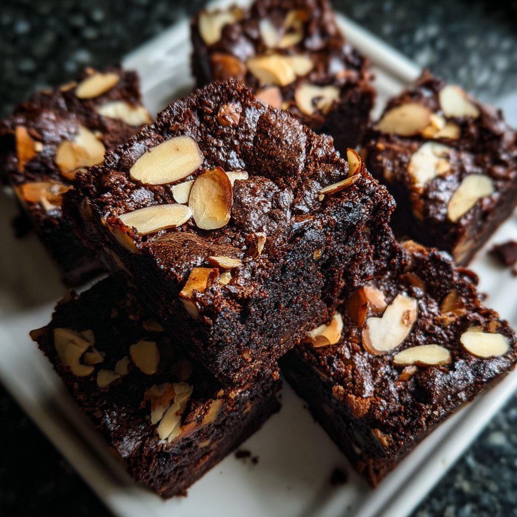 Cottage Cheese Brownies with Toasted Almonds