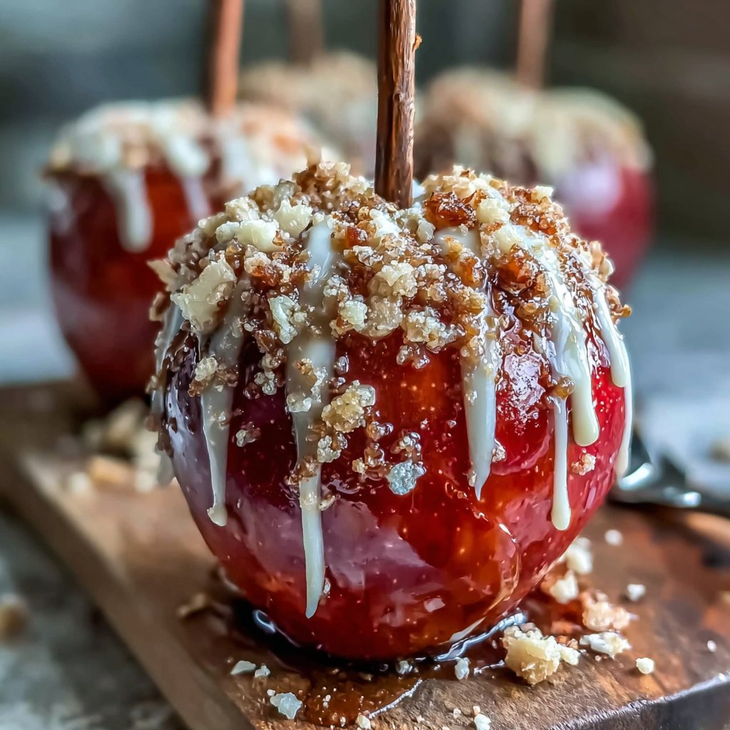 Candy Apple With White Chocolate Drizzle