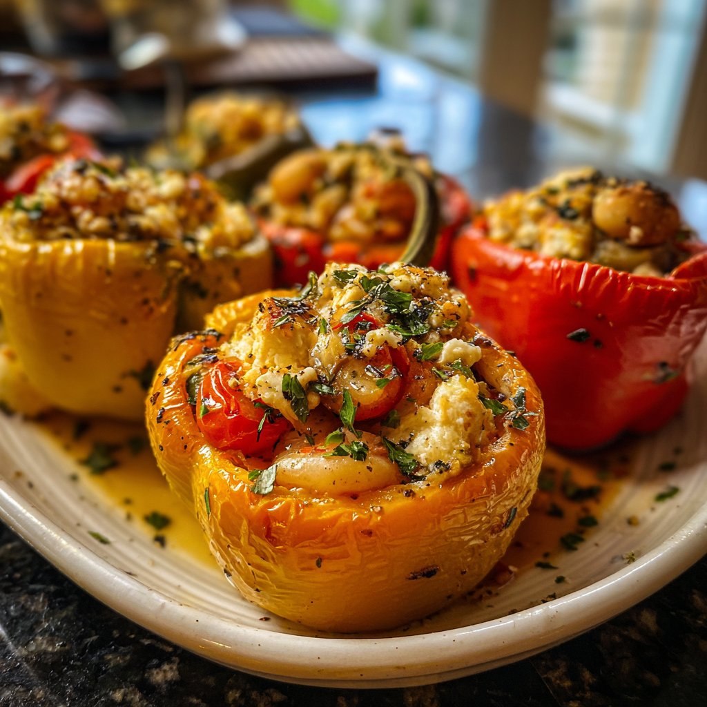 Mediterranean White Bean Stuffed Peppers
