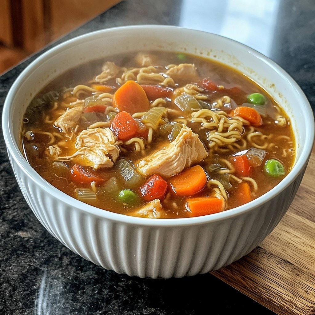 Set-It-and-Forget-It Slow Cooker Chicken Ramen-Inspired Soup
