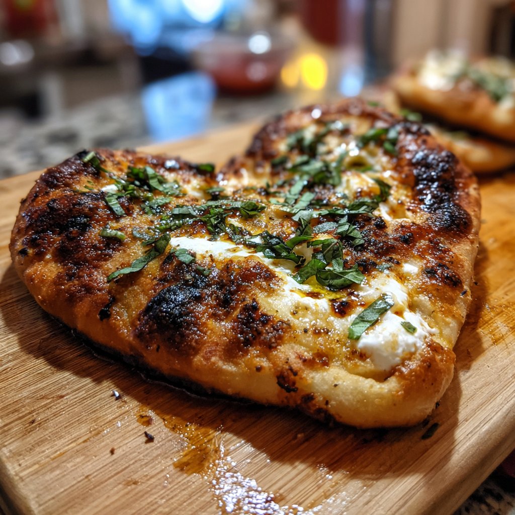 Heart-Shaped Flatbread with Burrata