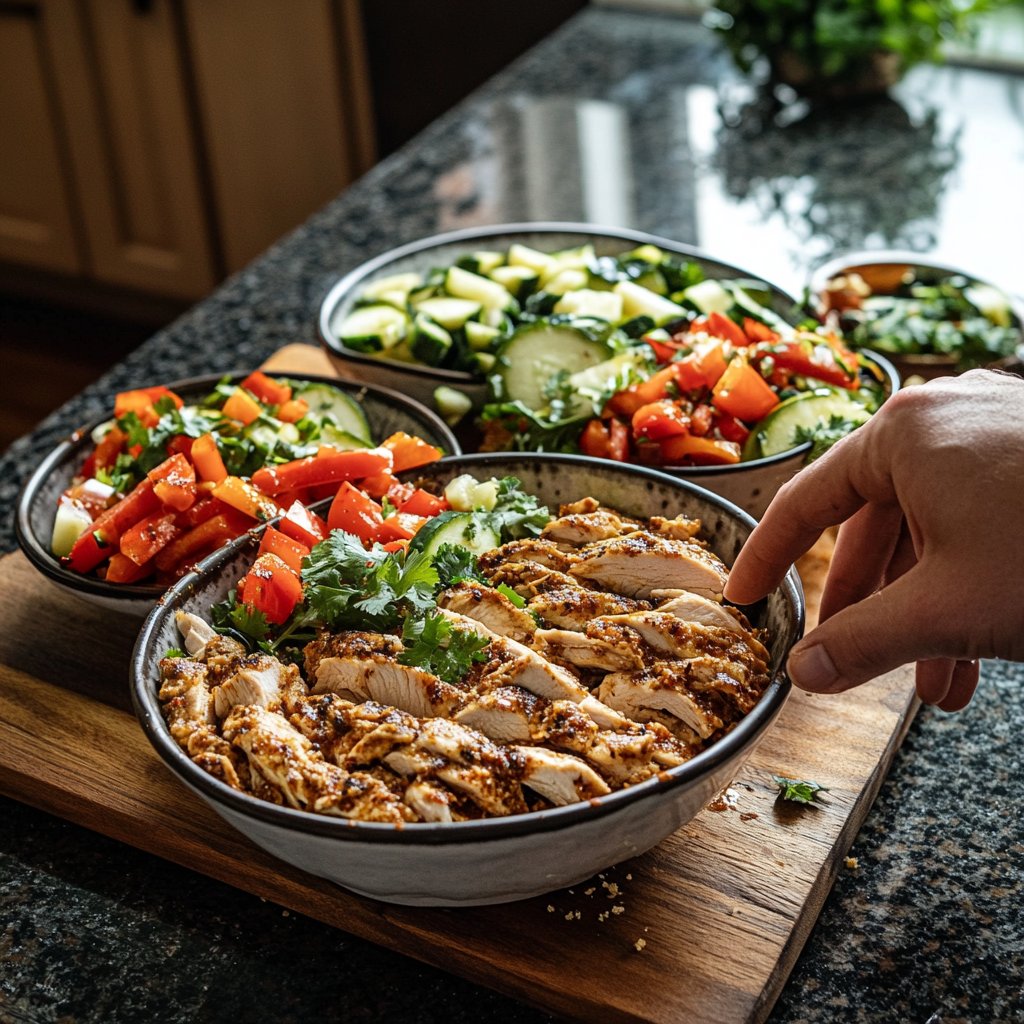 Spicy Crockpot Chicken Shawarma Bowls