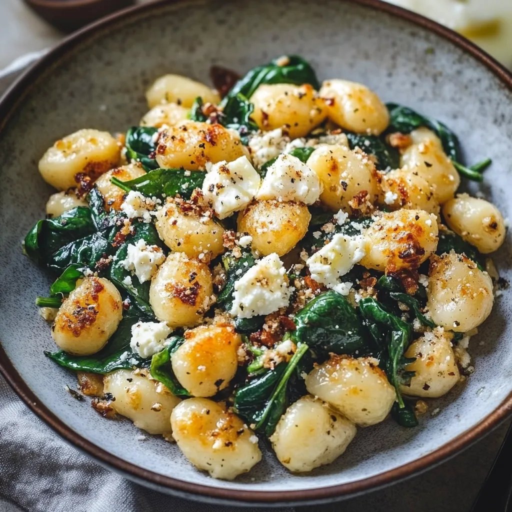 Creamy Gnocchi with Spinach and Feta Recipe