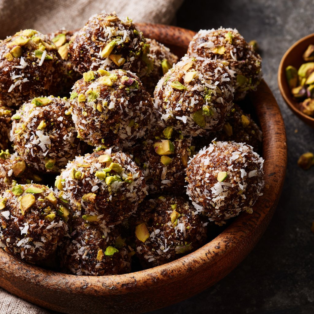 Chocolate Pistachio Coconut Bites