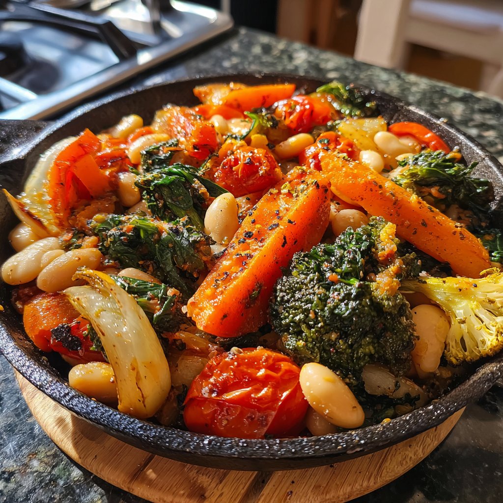 Roasted Veggie White Bean Skillet