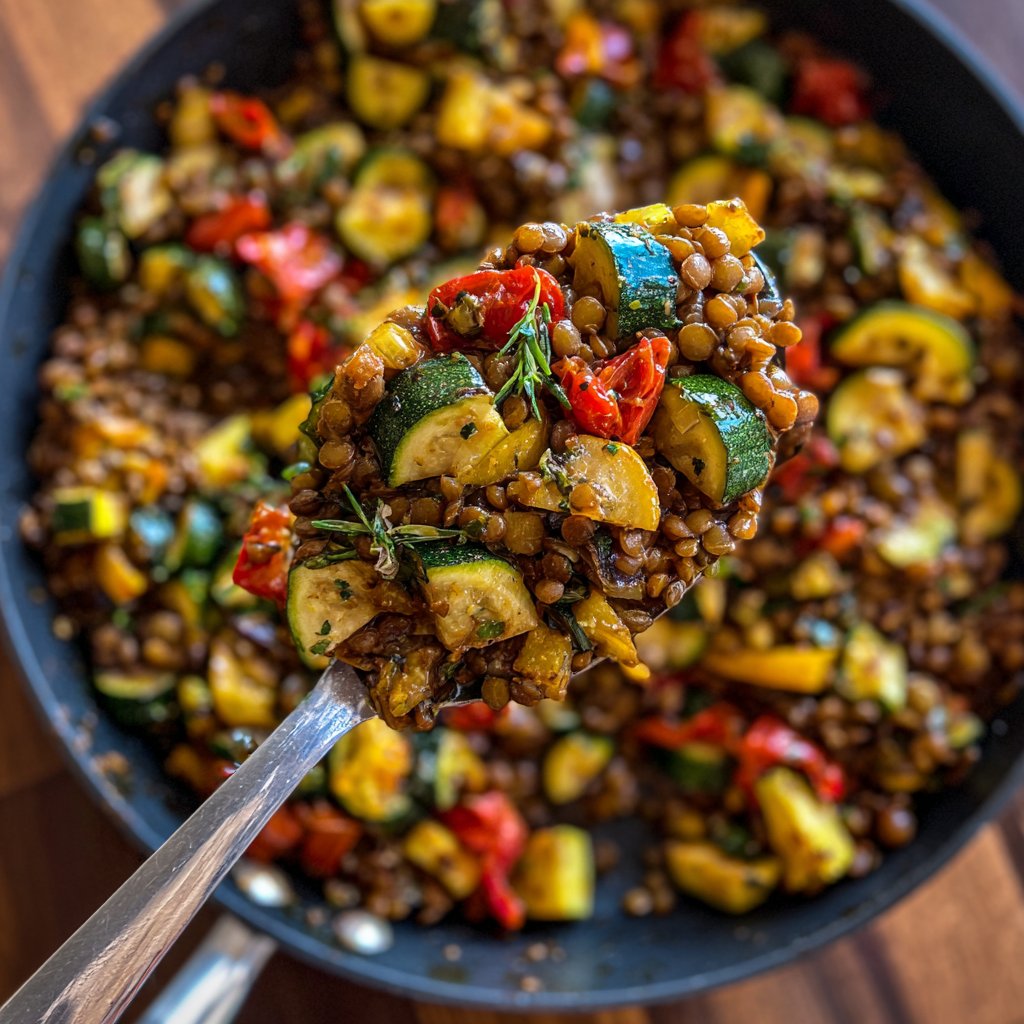 Roasted Veggie Lentil Skillet